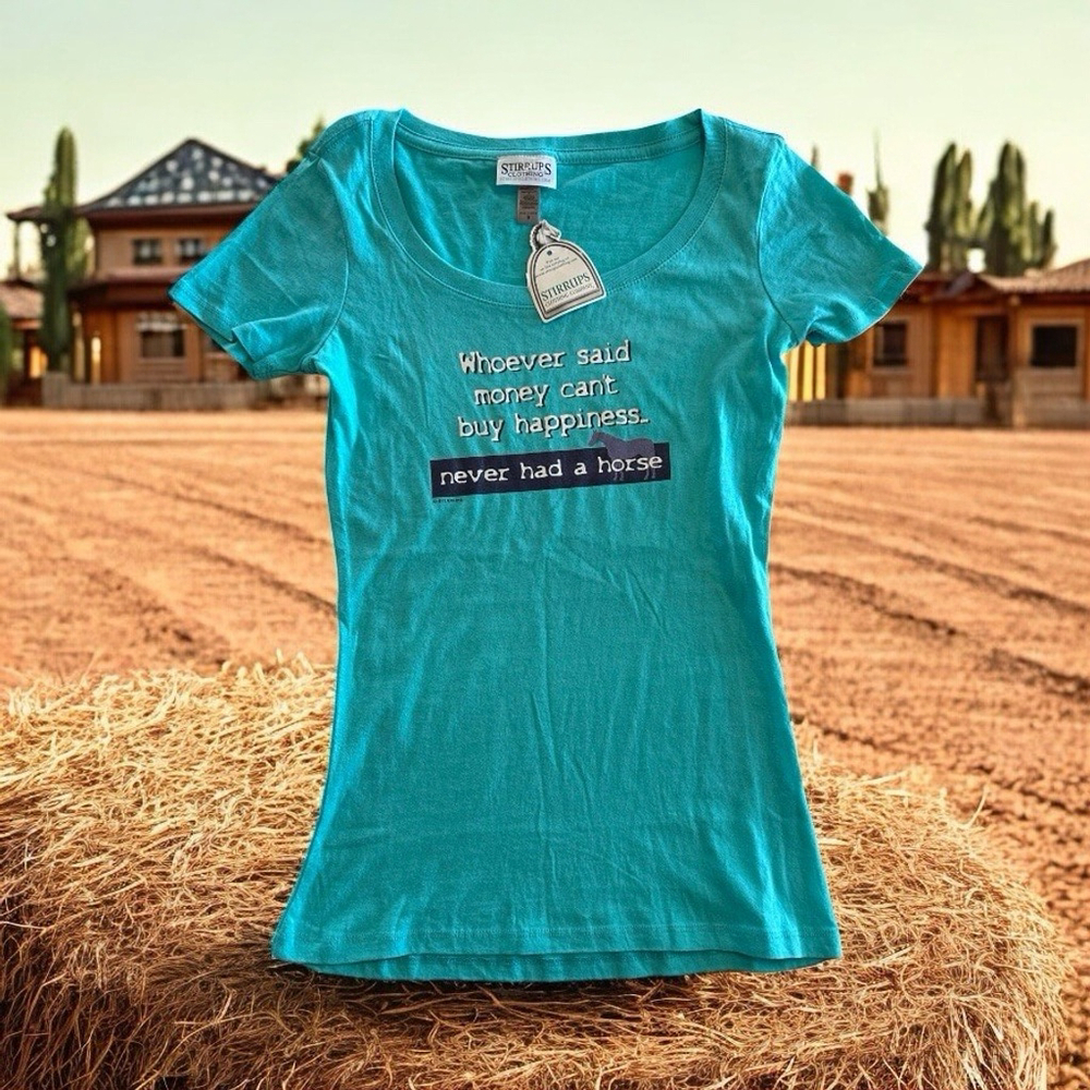 Stirrups Clothing Company Tee Shirt Womens Small Horse Graphic Short Sleeves NWT